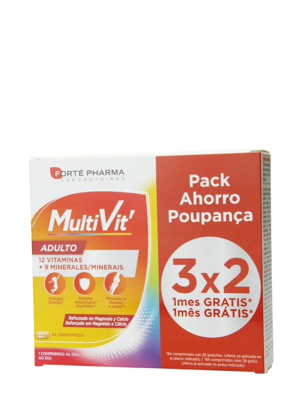 Forte pharma pack 3x2 multivit adultos 84 comprimidos