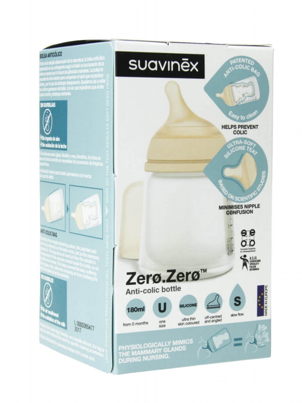 Suavinex zero zero biberón anticólico silicona 180 ml