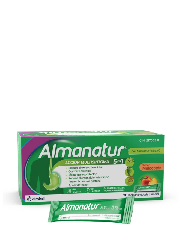 Almirall almanatur sabor melocotón 20 sticks