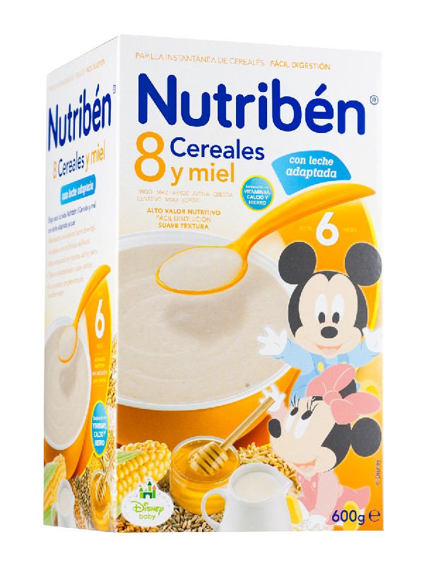 Nutriben 8 cereales y miel con leche adaptada 600gr
