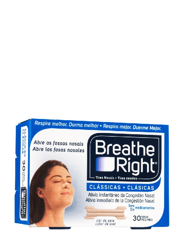 Breathe right tira nasal tamaño pequeño-mediano 30 unidades