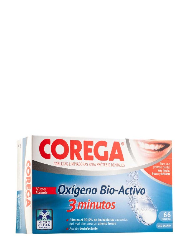 Corega Oxigeno Bio-activo 3 Minutos Limpieza Prótesis Dental 66 ...