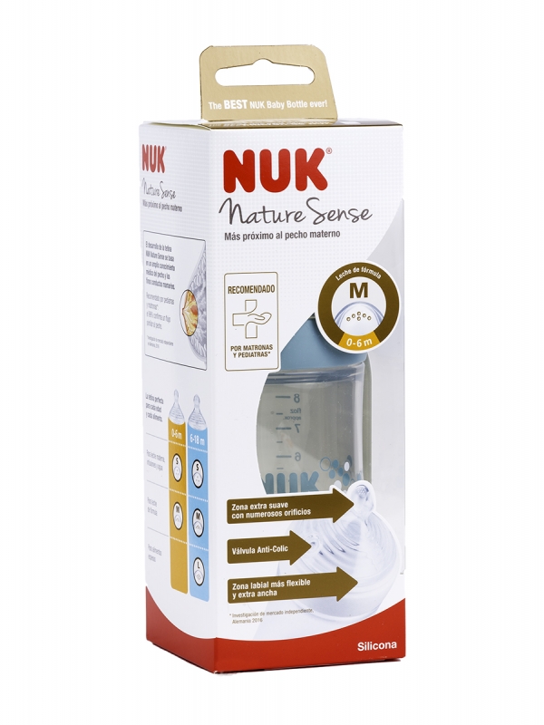Nuk biberón nature sense silicona 0-6 m flujo m 260ml