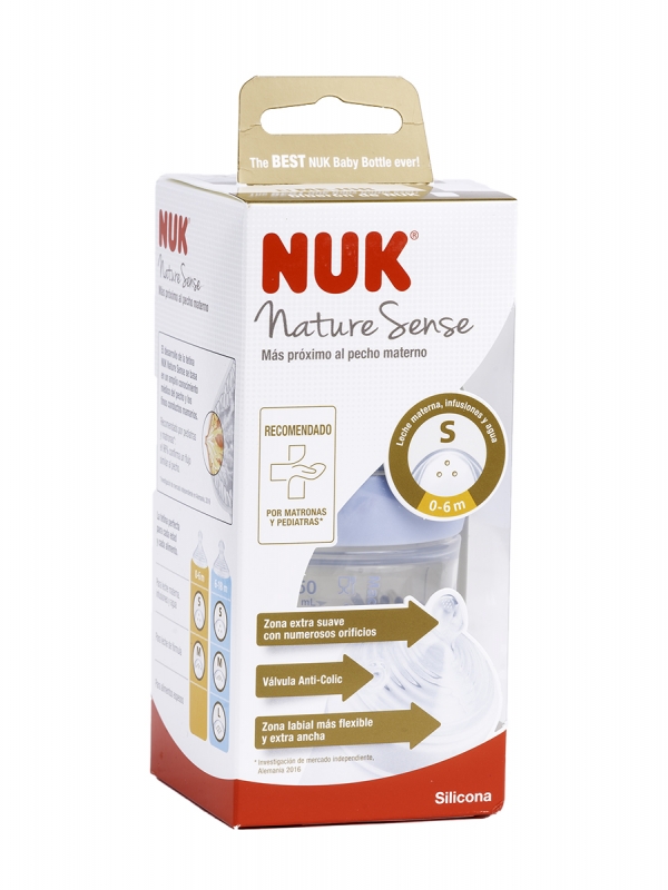 Nuk biberón nature sense silicona 0-6 m flujo s 150ml