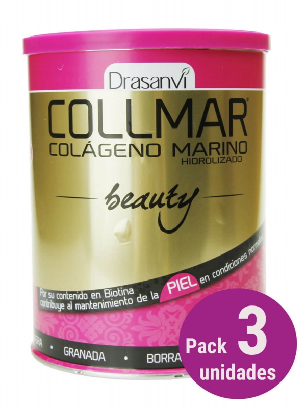 Pack 3 collmar beauty colágeno marino sabor granada