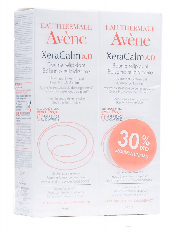 Xeracalm ad bálsamo relipidizante de avene, 200ml cada unidad. 30% de descuento en la segunda unidad.